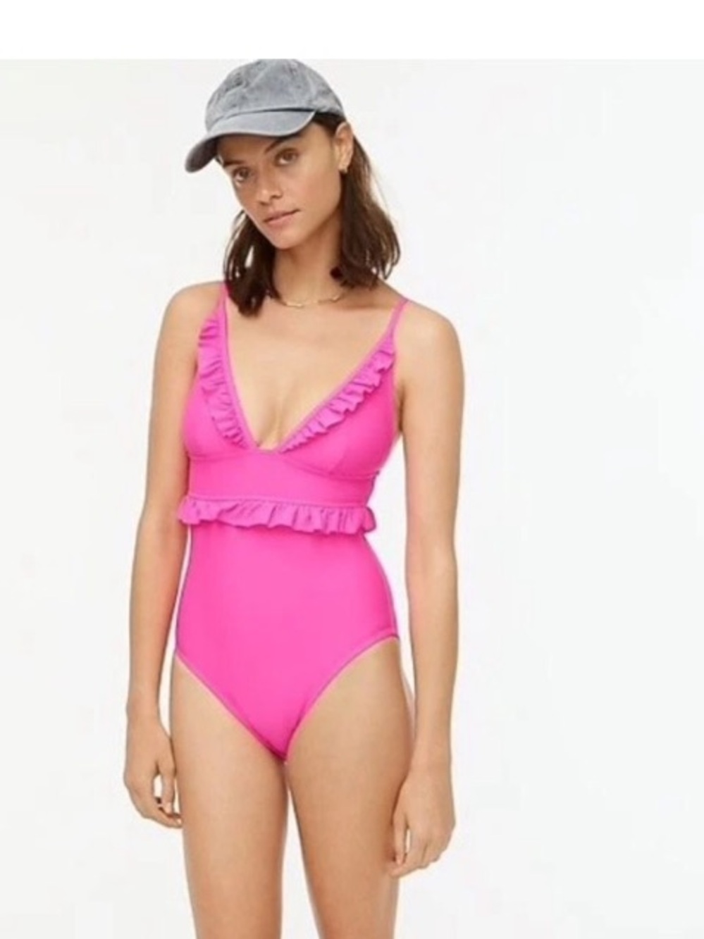 J.Crew / Pink Ruffle One-Piece Swimsuit